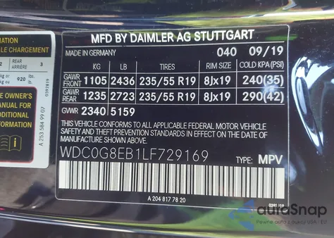 2020 Mercedes-Benz Glc 300 4Matic из США, поврежденный, VIN WDC0G8EB1LF729169